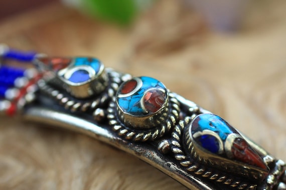 VINTAGE TIBETAN BANGLE - Vintage Nepalese bracelet - Statement Nepali Jewellery - Afghan Indian Cuff - Unique Antique Style Gift - Bohemian