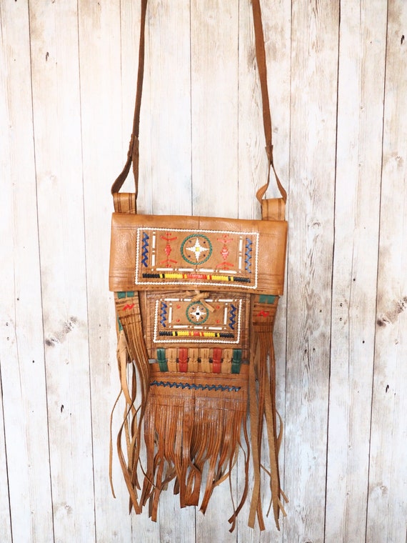 RARE VINTAGE PURSE - Small Vintage Handbag - Hand tooled - Satchel - Autumn - Luxury Leather bag - Navajo - Moroccan - Indian - Antique