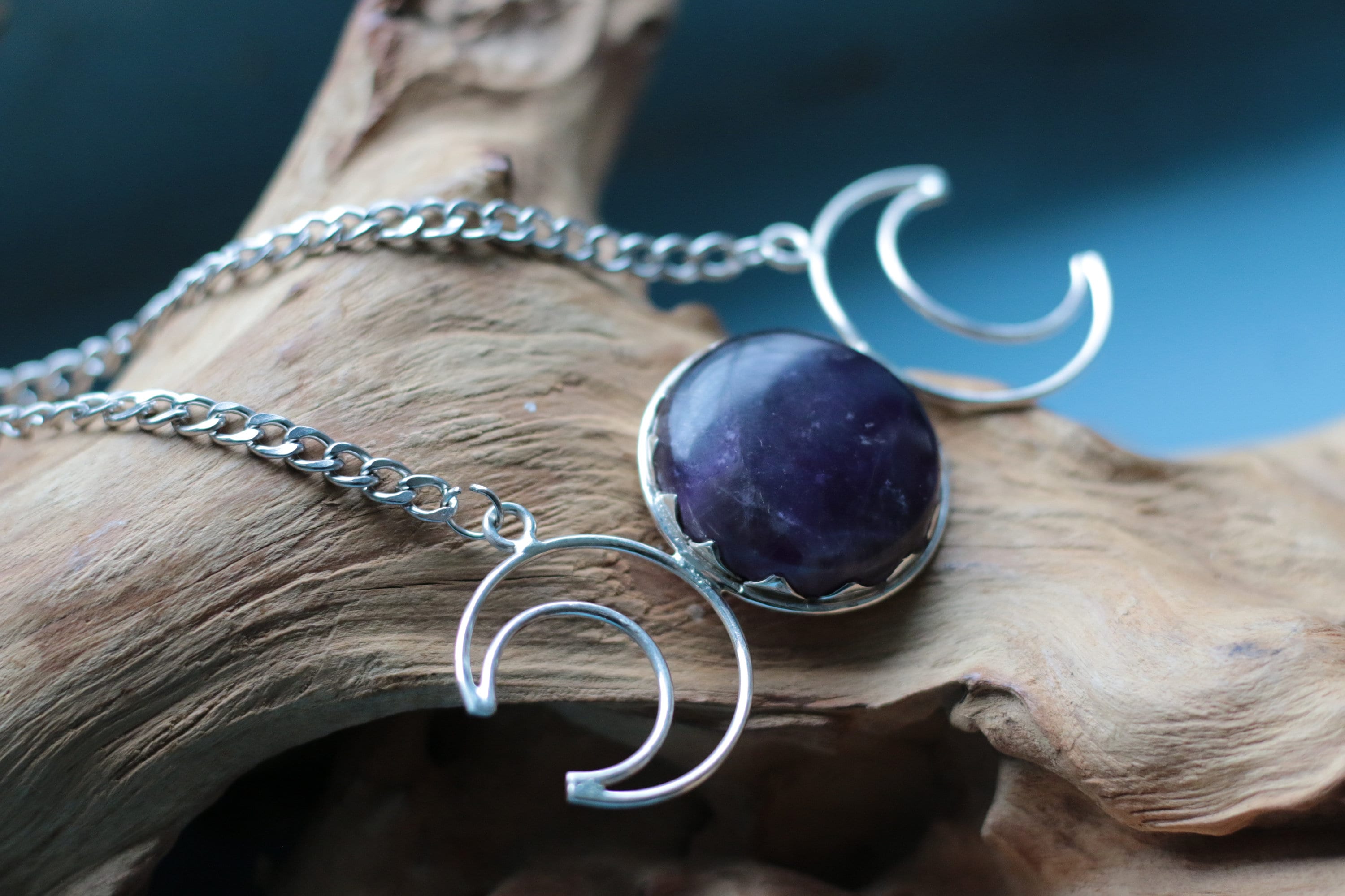 AMETHYST TRIPLE MOON - Moon goddess Necklace - Moon phase Jewellery ...