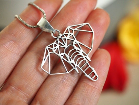 GEOMETRIC ELEPHANT NECKLACE  - Silver Plated - Mandala - Sacred Geometry - Ganesh - Laser cut Necklace - Unisex necklace - Hippie - Student