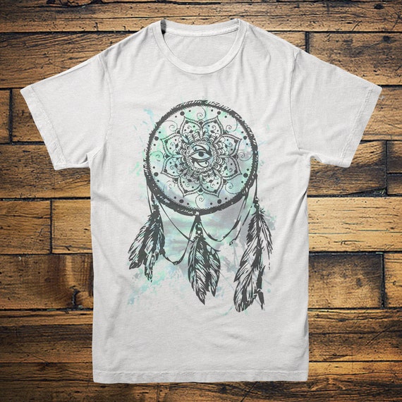 DREAMCATCHER TSHIRT - Tie Dye Tee - Yin Yang - Yoga Vest - Vintage - Fitness Tee - Native american - Handmade clothing - Active wear top