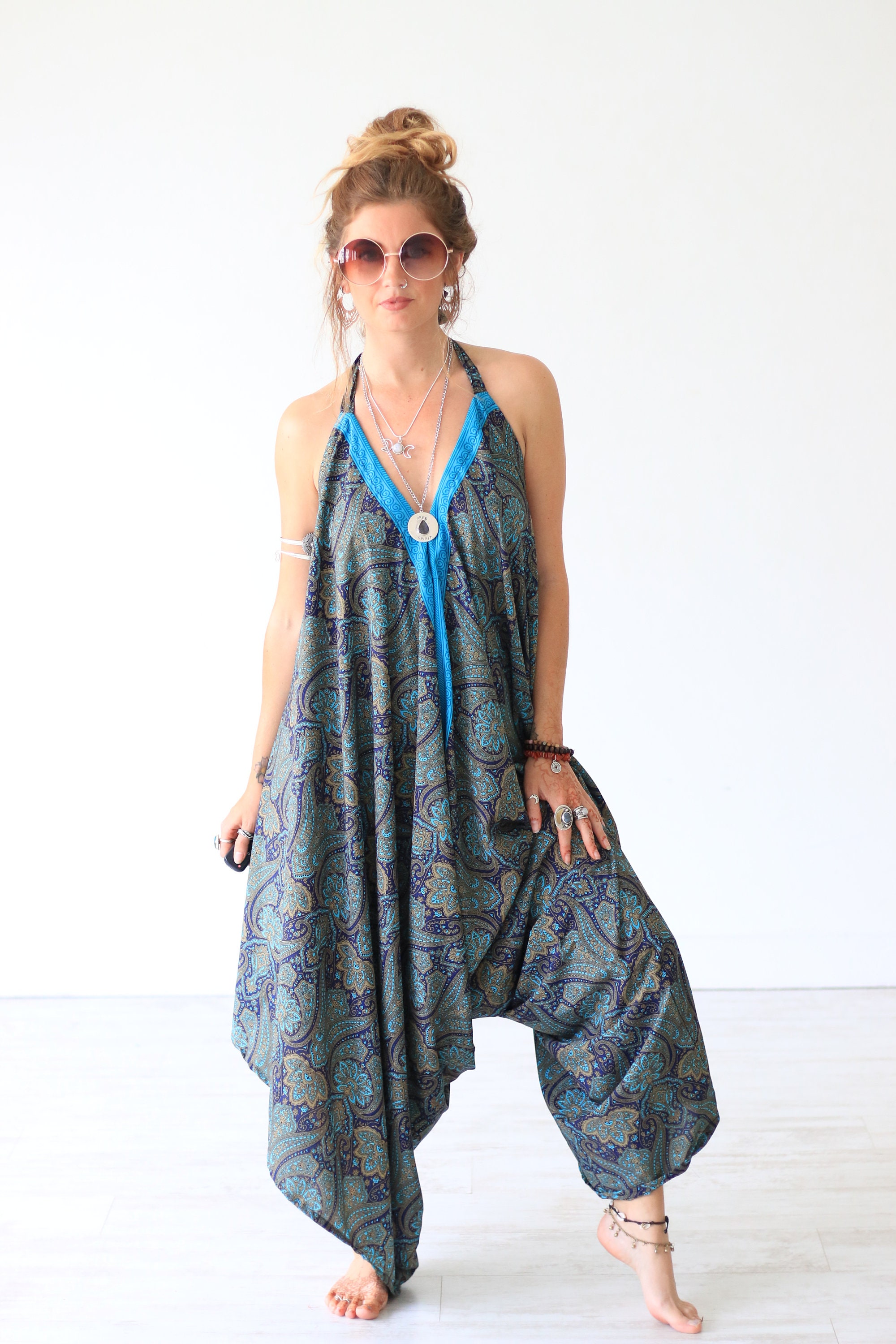 INDIAN LUXE JUMPSUIT - Vintage Silk - Wedding - Festival - Backless ...