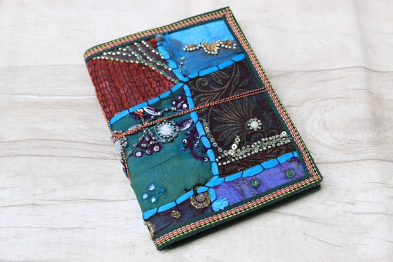 BLUE SARI JOURNAL - Indian sari notebook -Student -Journal -Back to school -Sketch book- Photo album- Scrap book- Stocking Filler- Gift-Sale
