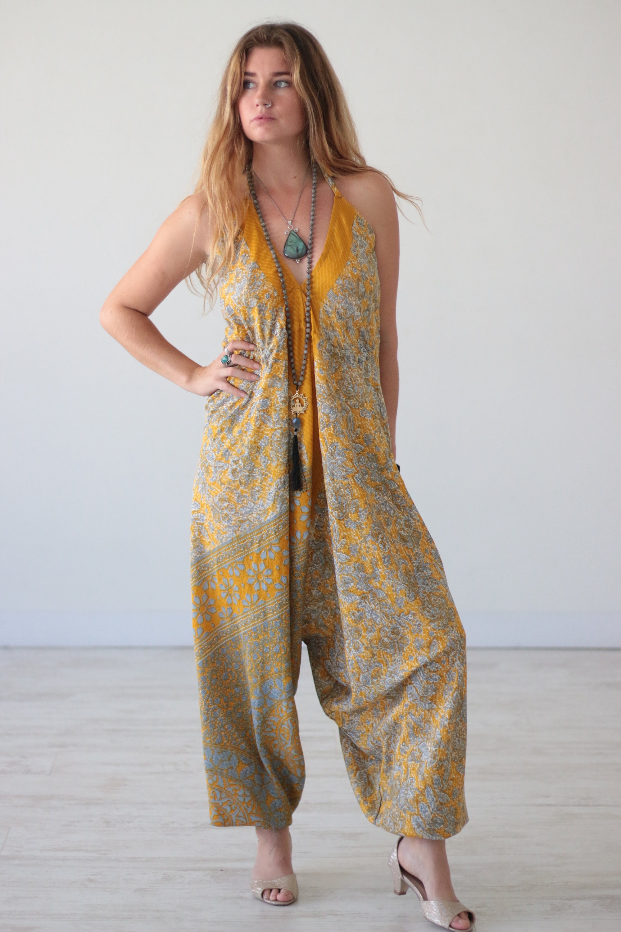 SOUL SHINE JUMPSUIT - Indian Silk - Block print - Handmade - Vintage ...