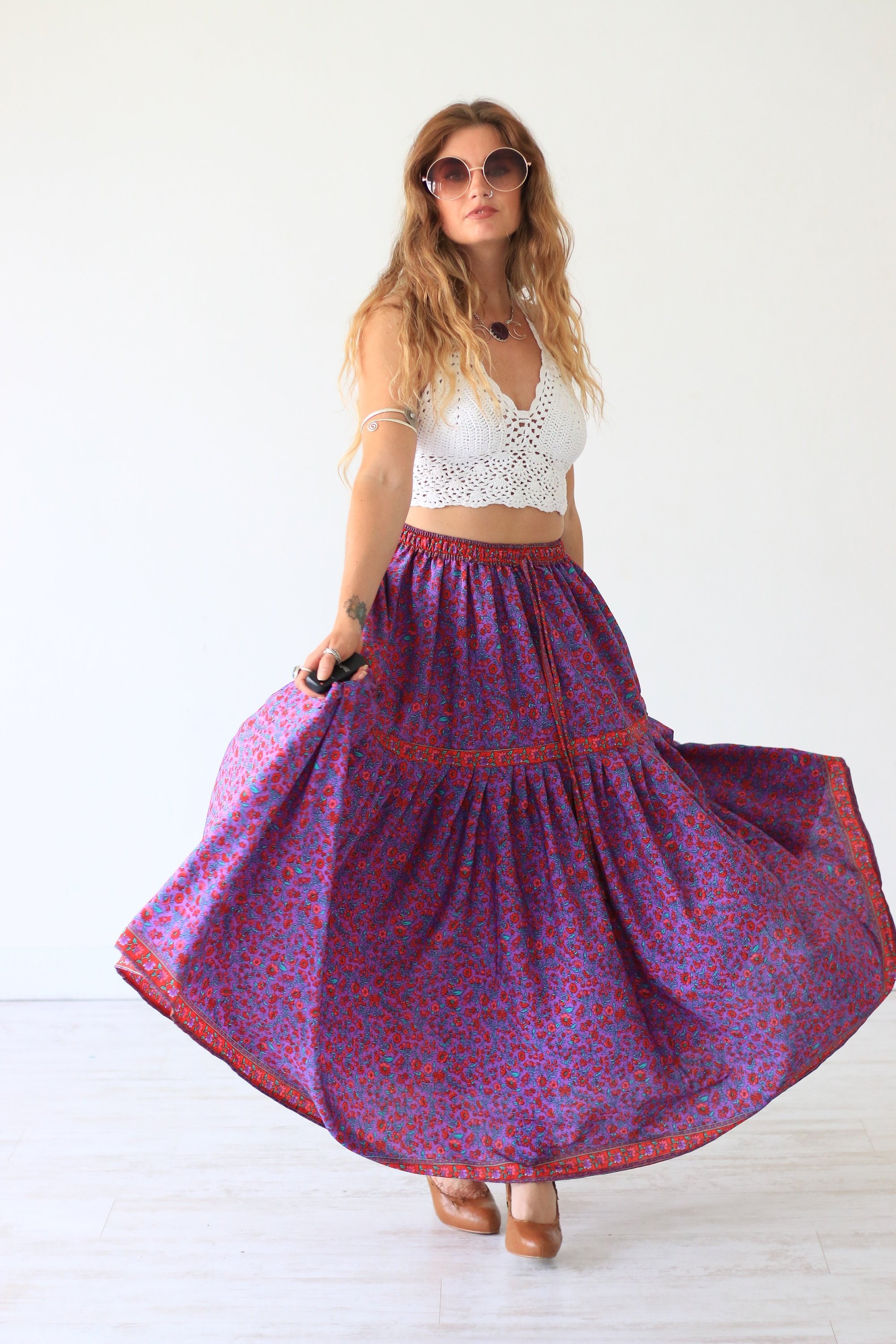 PASTEL PEASANT SKIRT - Vintage Style Gypsy skirt - 60's 70's Maxi ...