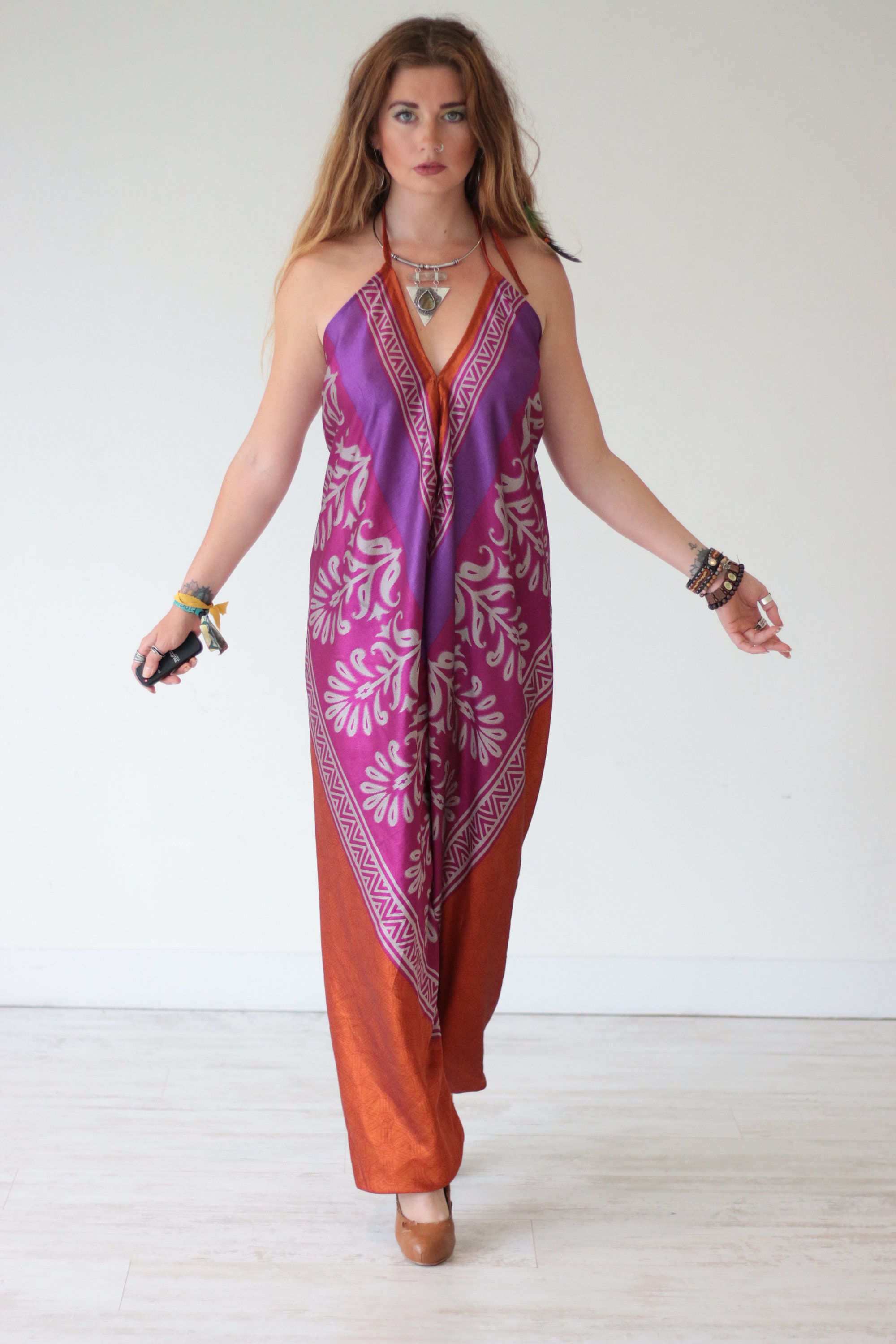 PURPLE POWER JUMPSUIT - Summer Wedding - Festival All in one - Handmade ...