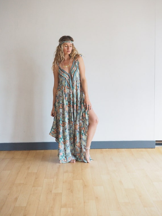 FLOATY JUMPSUIT DRESS - Silk Overalls with pockets! - Festival Playsuit - Multi wear - Pocket dress - Backless Dress - Boho wedding - Summer