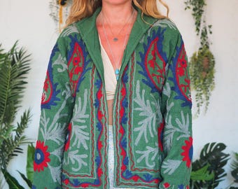 BESTICKTE SOMMERJACKE - 60er 70er Stickerei Mantel - Zara Style - Baumwoll Jacke - Vintage inspiriert - Paisley - Blazer