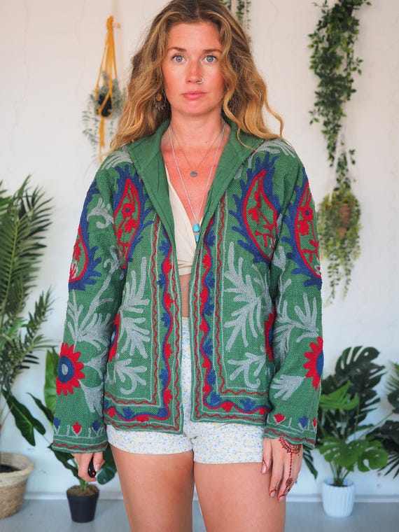 EMBROIDERED SUMMER JACKET - 60's 70's Embroidery Coat - Zara Style - Cotton Jacket - Vintage inspired - Paisley - Blazer