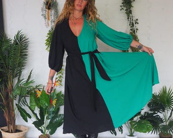 VINTAGE REWORK DRESS - Wicked - Elphaba Dress - Halloween - Witch - Backless - Open back - Winter Dress - Bullet