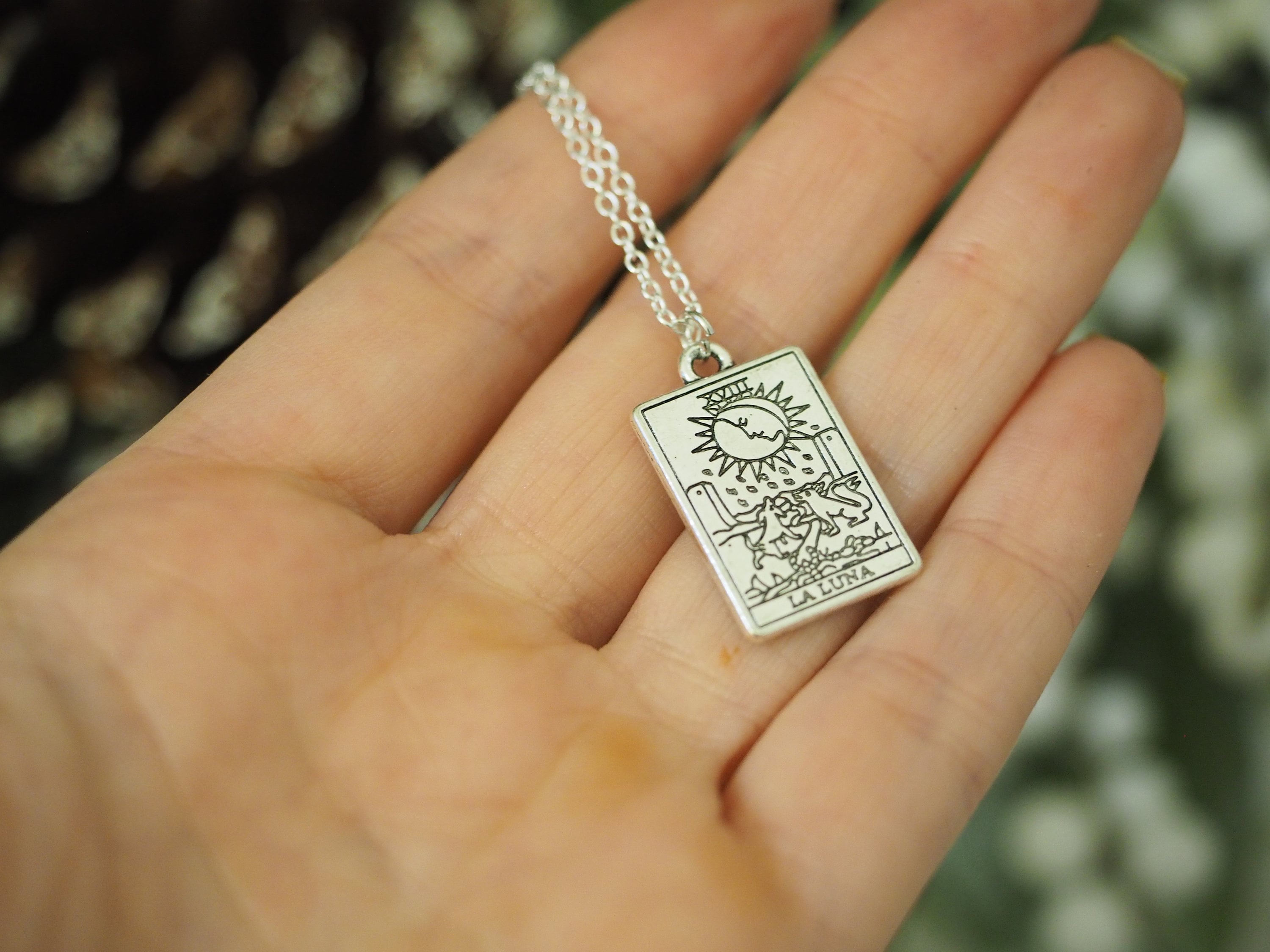 Collana Con Carta Dei Tarocchi La Luna In Argento Sterling