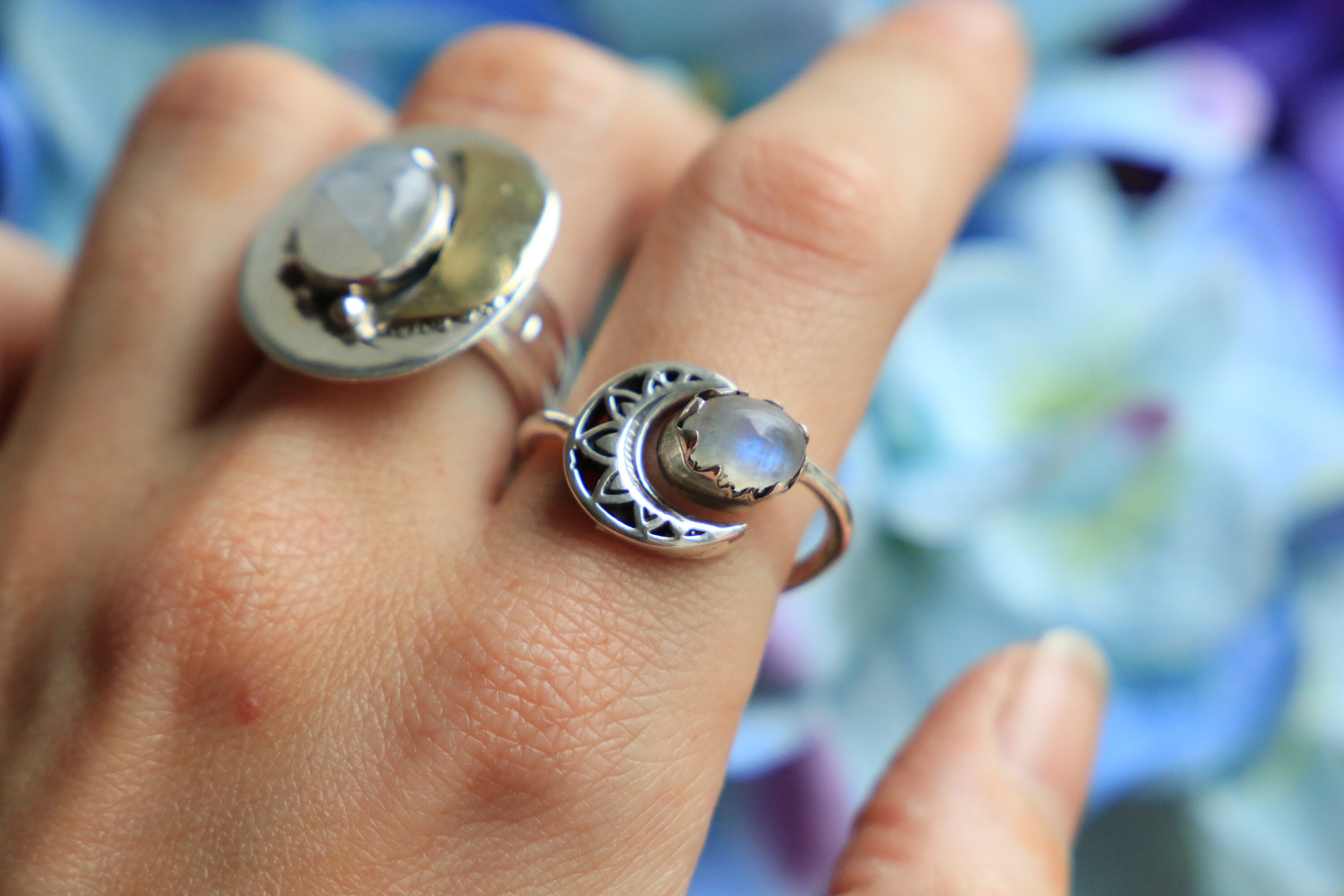 Moon And Star Rings For Women 925 Sterling Silver...