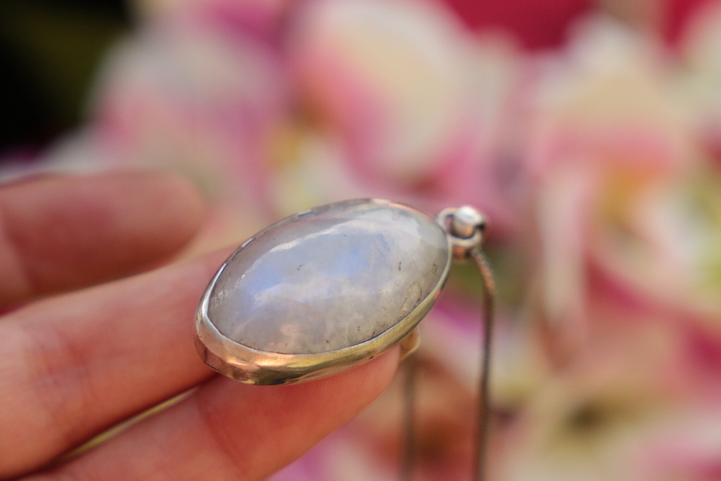 IRIDESCENT MOONSTONE NECKLACE - Recycled 925 Sterling Silver - Gemstone ...