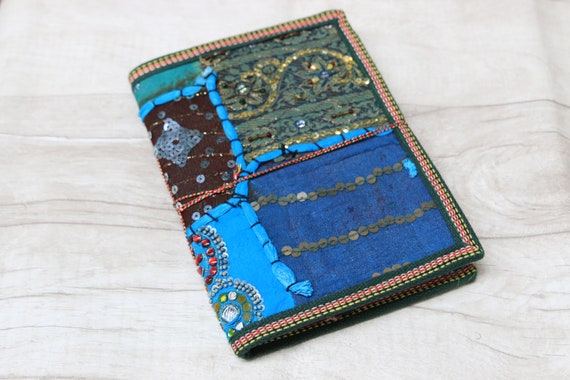 BLUE SARI JOURNAL - Indian sari notebook -Student -Journal -Back to school -Sketch book- Photo album- Scrap book- Stocking Filler- Gift-Sale