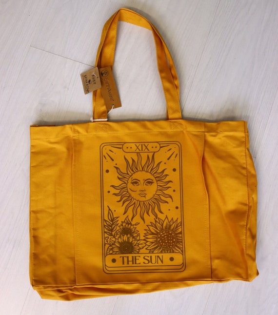YOGA MAT BAG - The Sun - Tote Bag - Beach Bag - Organic Cotton - Natural fabric - Eco - Faded Print - Natural ink - Extra Large