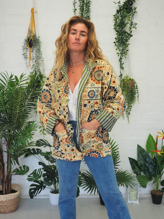 REVERSIBLE VELVET JACKET - Vintage Sgt. Pepper Jacket - 60s Beatles Military Coat - Psychedelic Boho Festival Corduroy Blazer - Unisex Mens