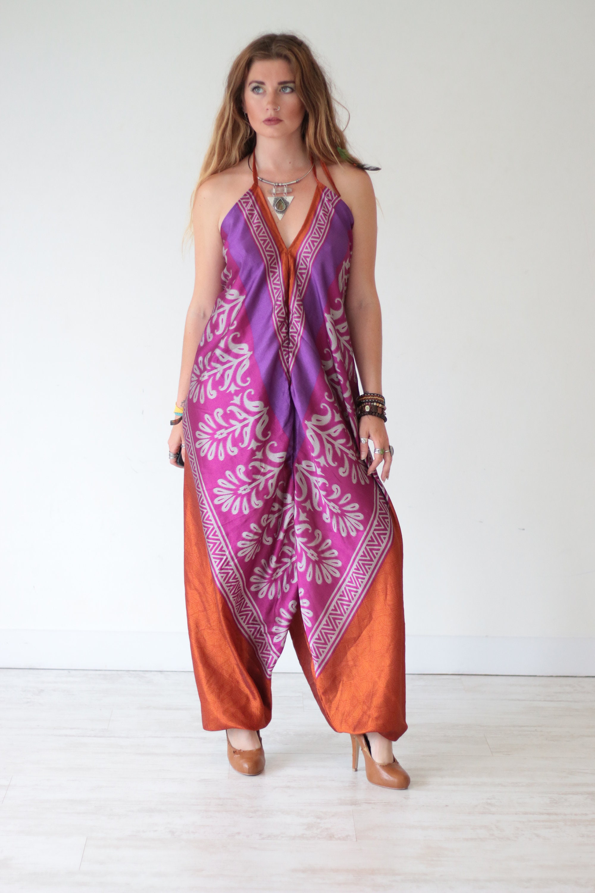 PURPLE POWER JUMPSUIT - Summer Wedding - Festival All in one - Handmade ...