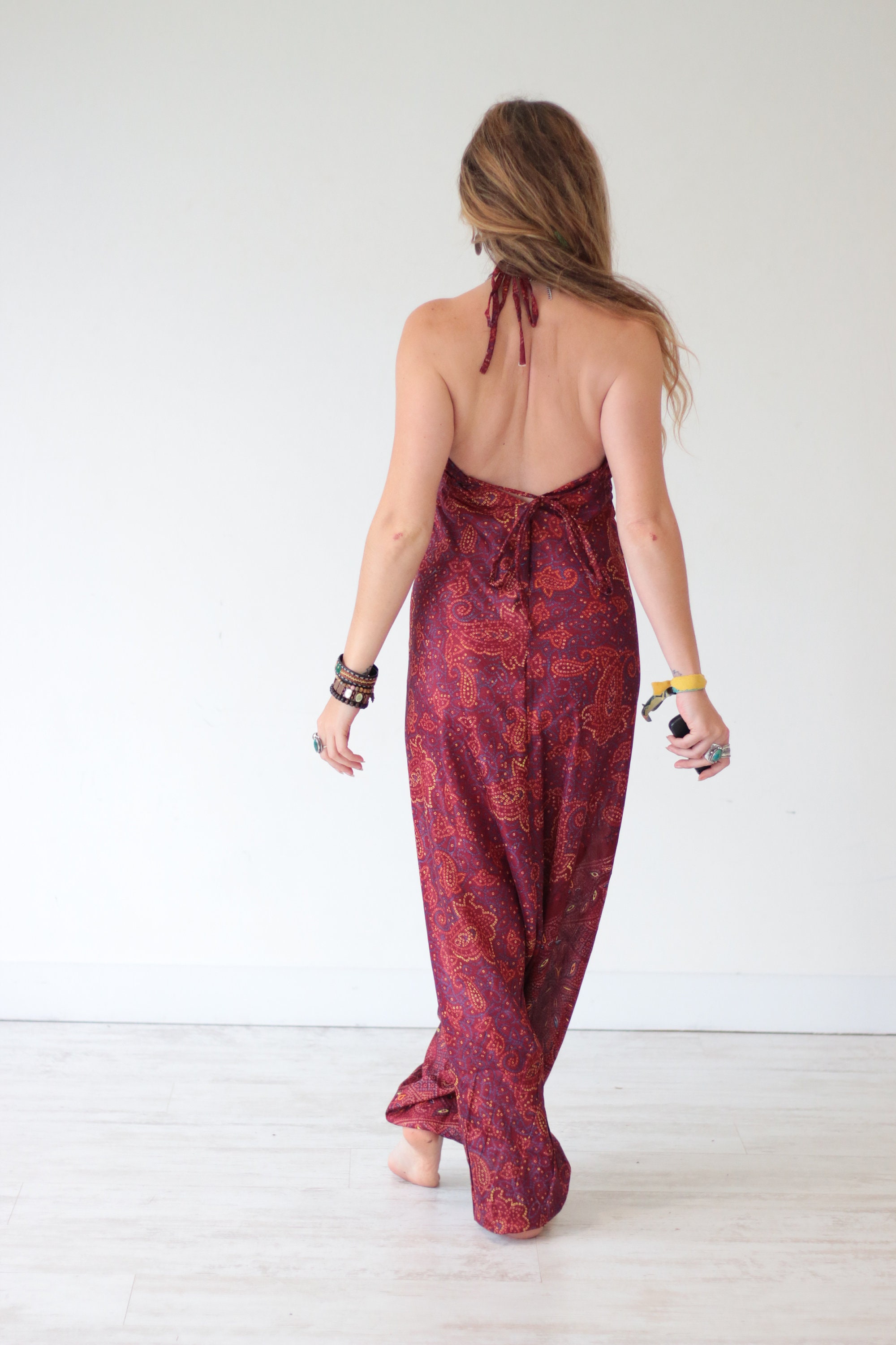 BACKLESS INDIAN JUMPSUIT - Silky Jumpsuit - Handmade - Vintage Sari ...