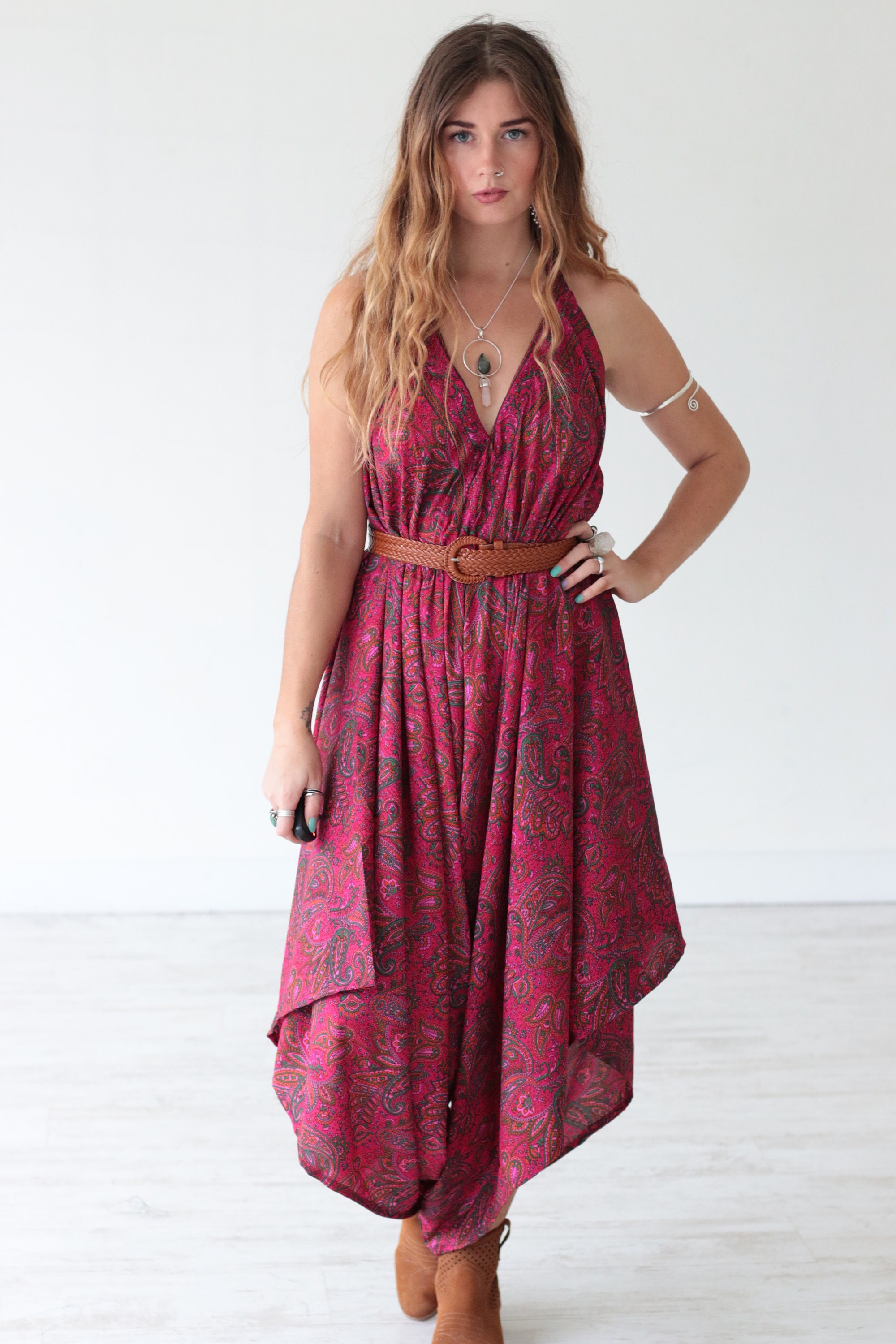 PAISLEY LUXE JUMPSUIT - Vintage Silk - Wedding - Festival -Backless ...