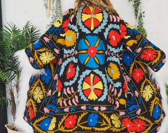 MONGOLIAN AFGHAN - Penny lane Coat - Unisex - Vintage - Embroidered Faux Fur Coat - 60's - Daisy Jones - Retro Psychedelic 70's - Christmas