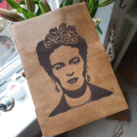 FRIDA KHALO JOURNAL - Vintage Leather Notebook - Sketch Book - Photo Album - Laser cut - Icon - Memory Book - International Women's Day Gift