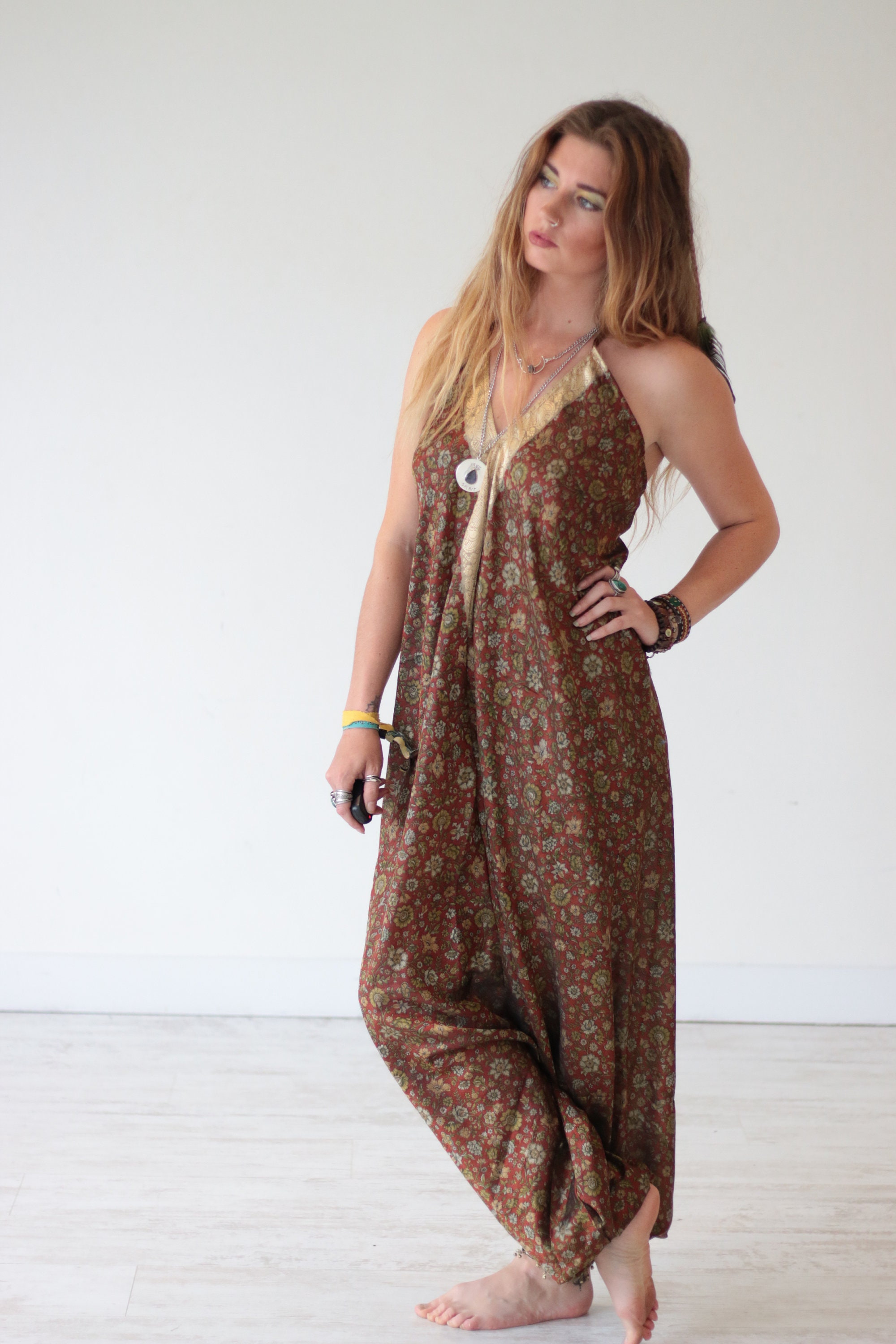 INDIAN LUXE JUMPSUIT - Harem - Handmade - Vintage Style - Festival ...