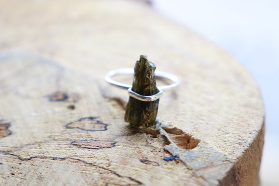 SMOKY QUARTZ RING - Raw Rough Gemstone - Sterling Silver Unisex Ring - Natural - Organic - Rustic - Powerful Crystal - Reiki - Yoga Jewelry