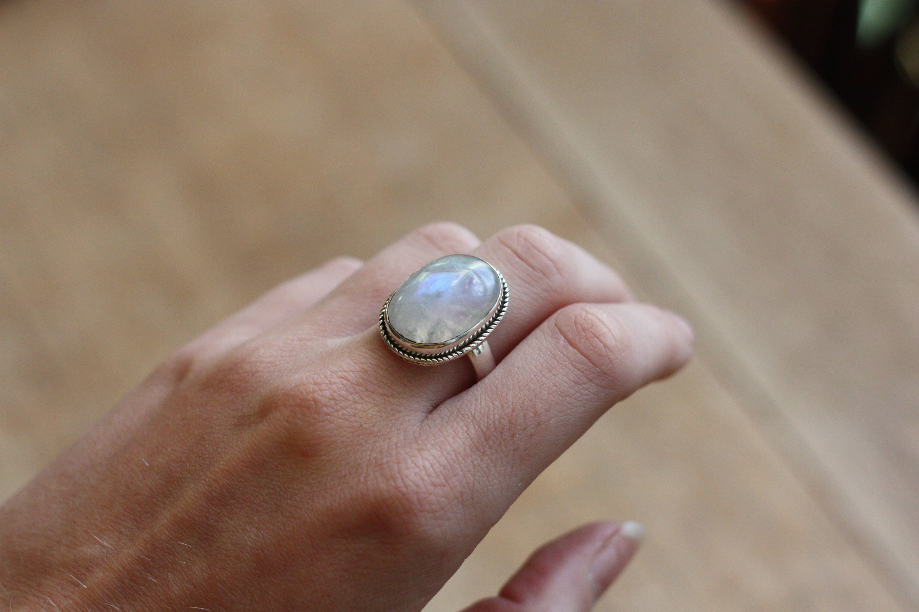 Stackable Silver Moonstone ring
