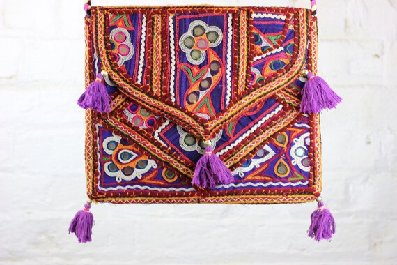RAINBOW BAG - Ethnic bag- Over the shoulder bag- Boho Satchel- Indian Bag- Gypsy Bag- Shoulder Bag- Student- Vintage Bag- Embroidered