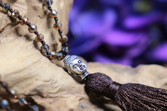BEADED BUDDHA NECKLACE - Costume jewellery - Spiritual jewellery - Tassel jewellery - Handmade necklace - Faceted necklace - Teenage Gift