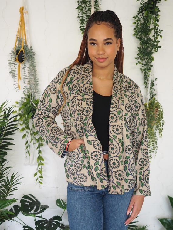 VELVET CORDUROY COAT - 70's Vintage Shirt - Retro 60's - Men's Hippie Festival - Velvet Blazer - Unisex Retro Print Jacket - Sunflower