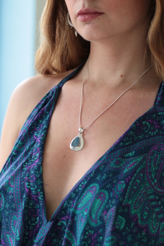 MAGIC OPAL NECKLACE - 925 Sterling Silver - Rare Australian Opal - Genuine Crystal - Birthstone Necklace - Healing Gemstone - Ocean Lover