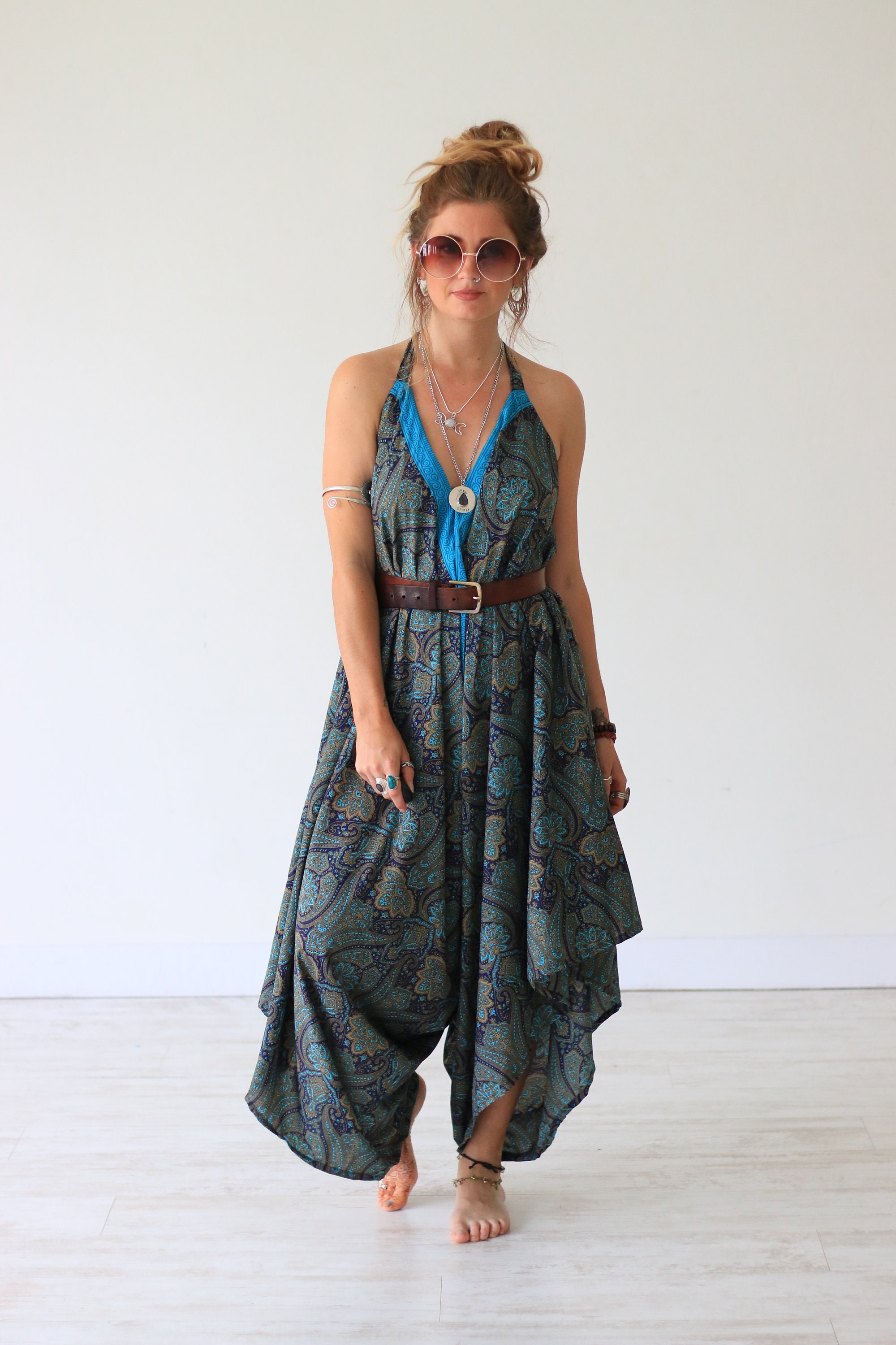 INDIAN LUXE JUMPSUIT - Vintage Silk - Wedding - Festival - Backless ...