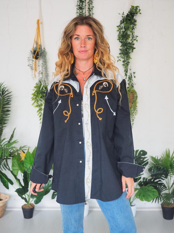 MENS COWBOY SHIRT - Western shirt - Lassoo - Unisex - Vintage Menswear - Button shirt - Cowboy jacket - Pearl snap - Rodeo