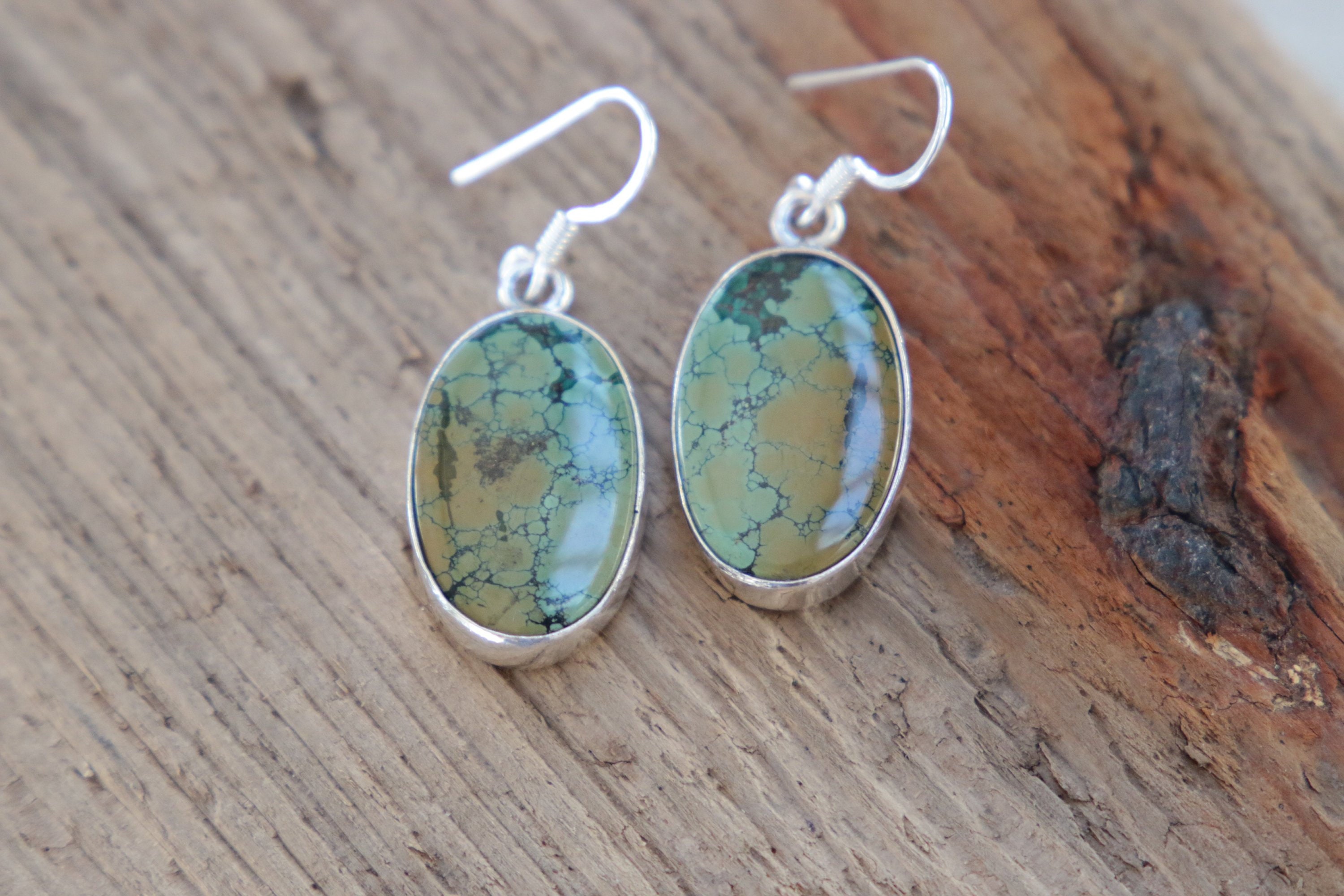 NATURAL TURQUOISE EARRINGS - Rare Natural Turquoise - 925 Sterling ...