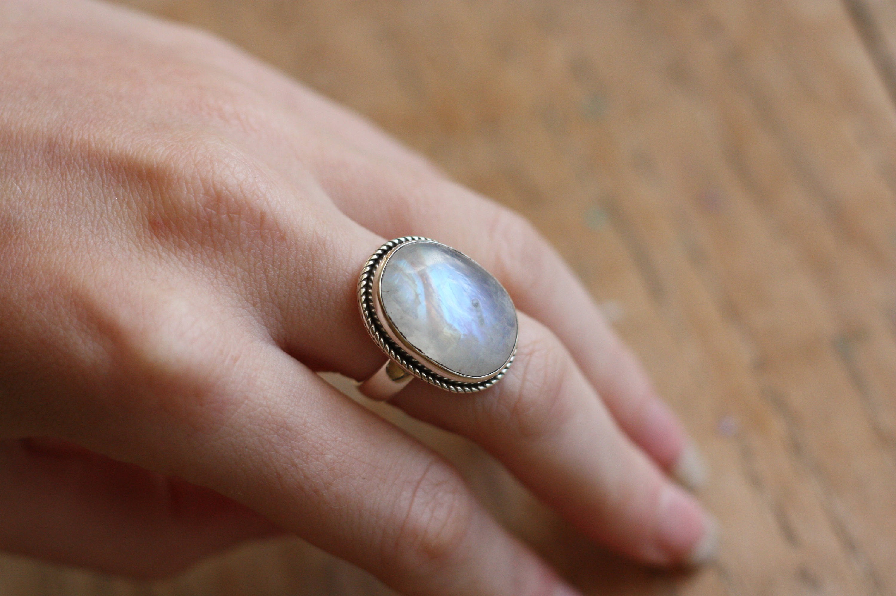 STATEMENT MOONSTONE RING One size Sterling silver ring Moon