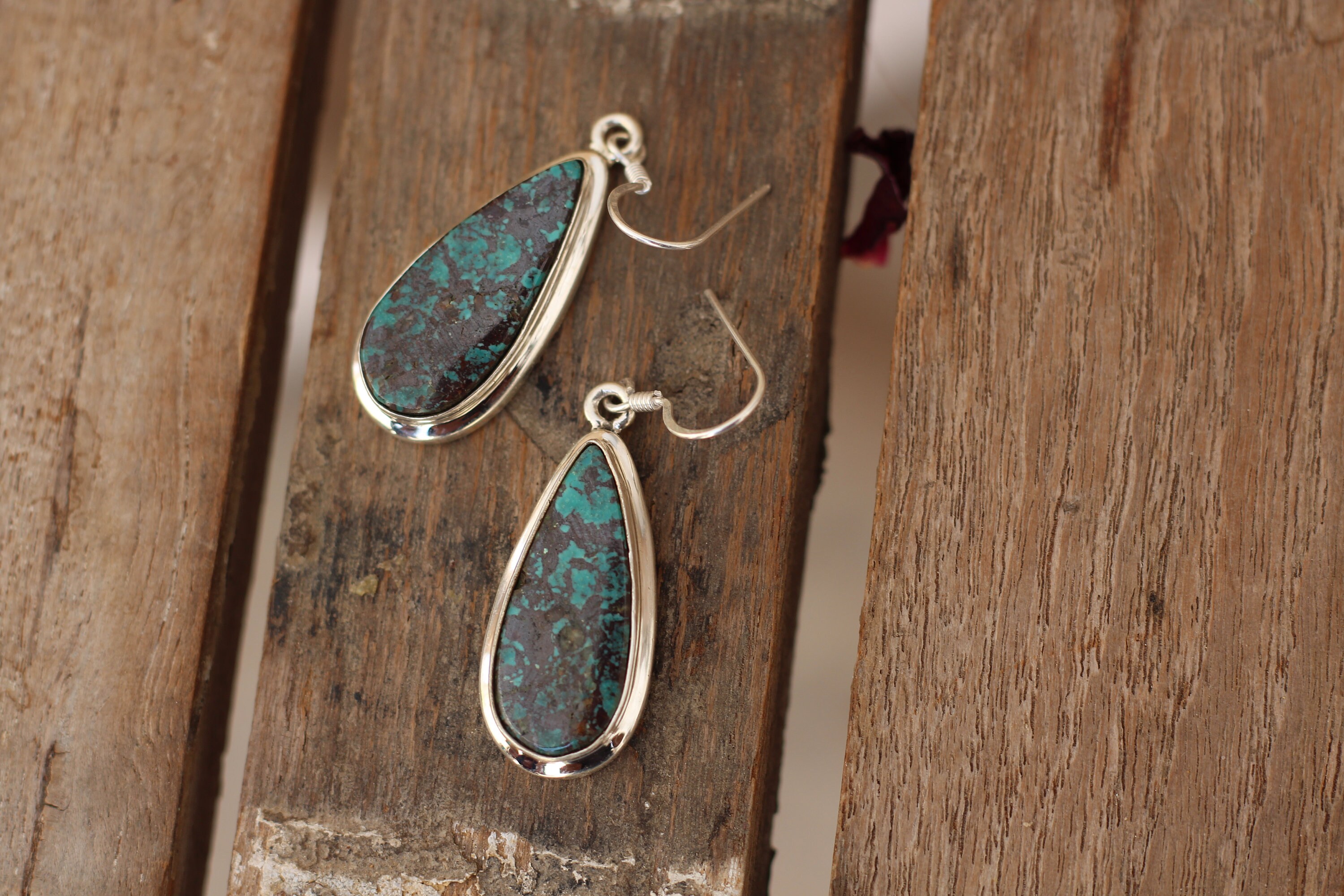 Dark Turquoise Earrings Sterling Silver Earrings Gemstone