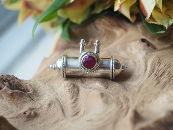 FACETED RUBY LOCKET - Mantra necklace - Sterling Silver - Mantra - Crystal Necklace - Gemstone - Ashes necklace - Affirmation - Prayer box