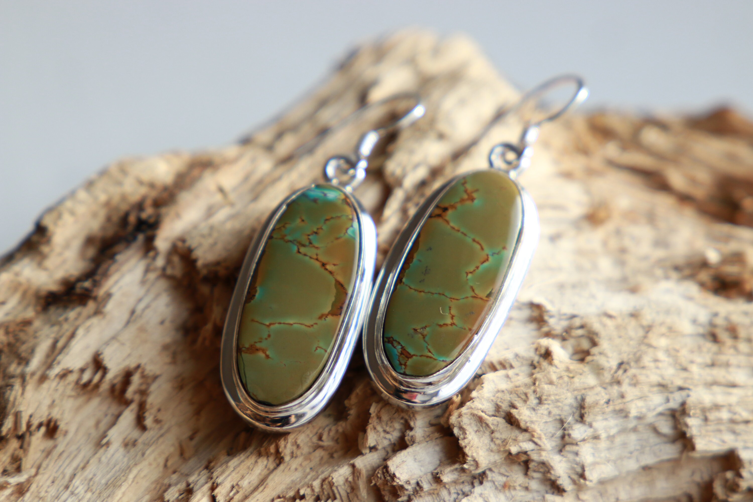 MOTTLED TURQUOISE EARRINGS - Rare 925 Silver Gemstone - Navajo Earrings ...
