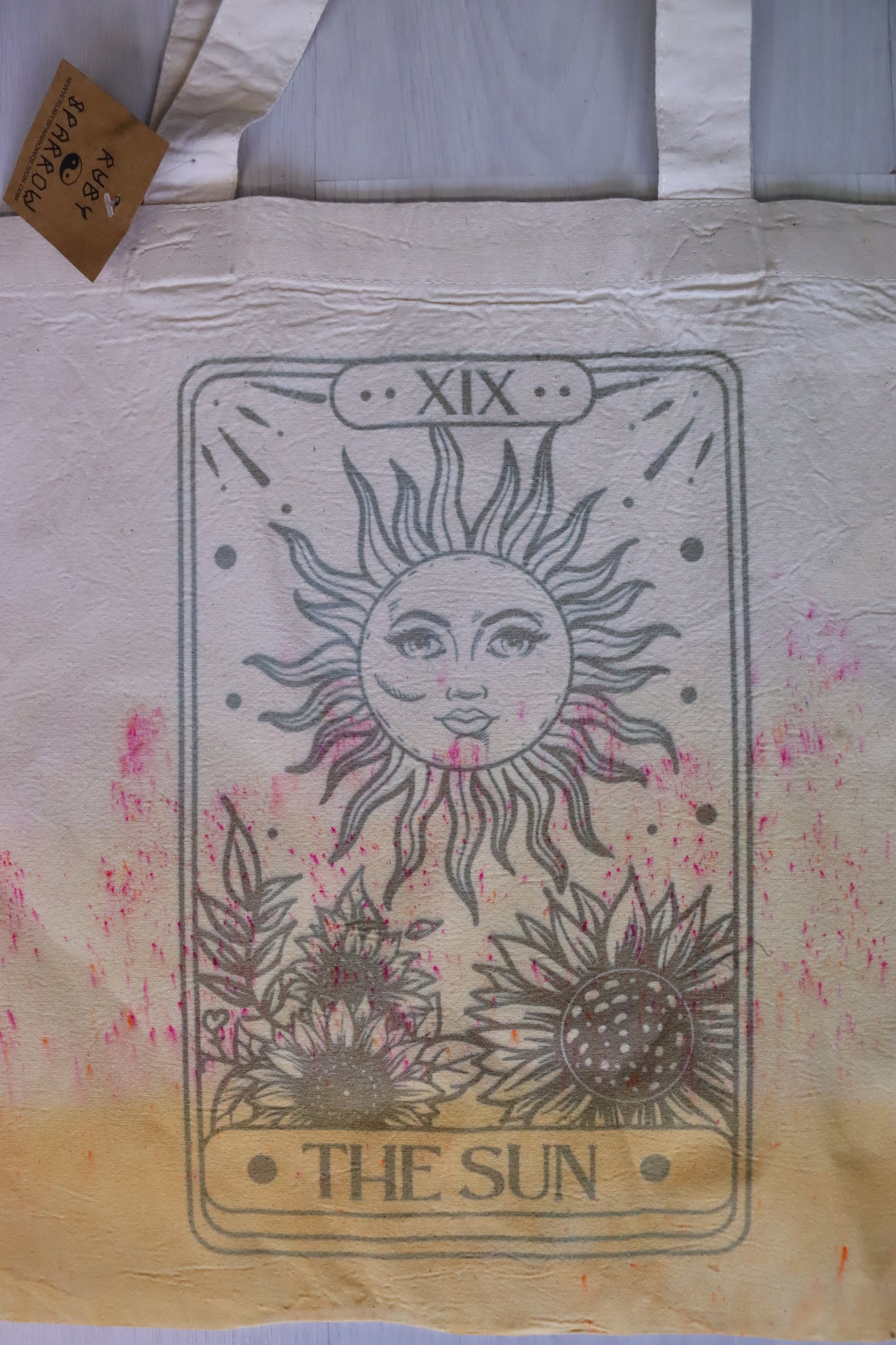 The SUN Tarrot - Tote Bag - Hand Printed - Soft Organic The SUN Tarrot - Tote Bag - Hand Printed - Soft Organic