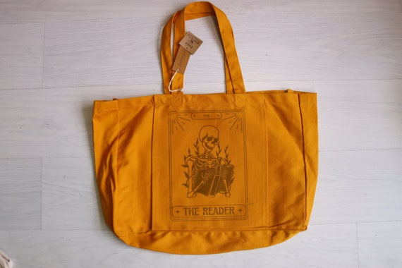 YOGA MAT BAG - The Reader Print - Tote Bag - Beach Bag - Organic Cotton - Natural fabric - Eco - Faded Print - Natural ink - Extra Large