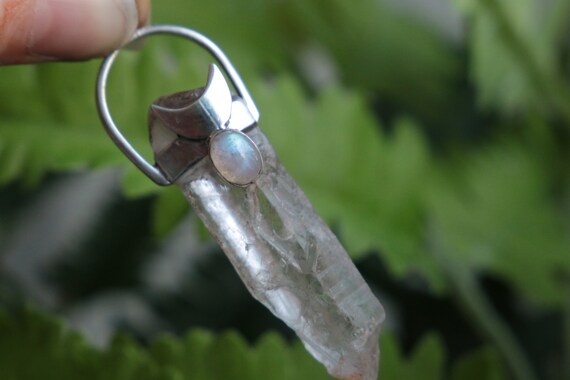 LUNA QUARTZ NECKLACE - Moonstone - Raw Quartz - Rough Gemstone - Sterling silver - Chakra - Moon child - Spiritual Gift - Divine Feminine