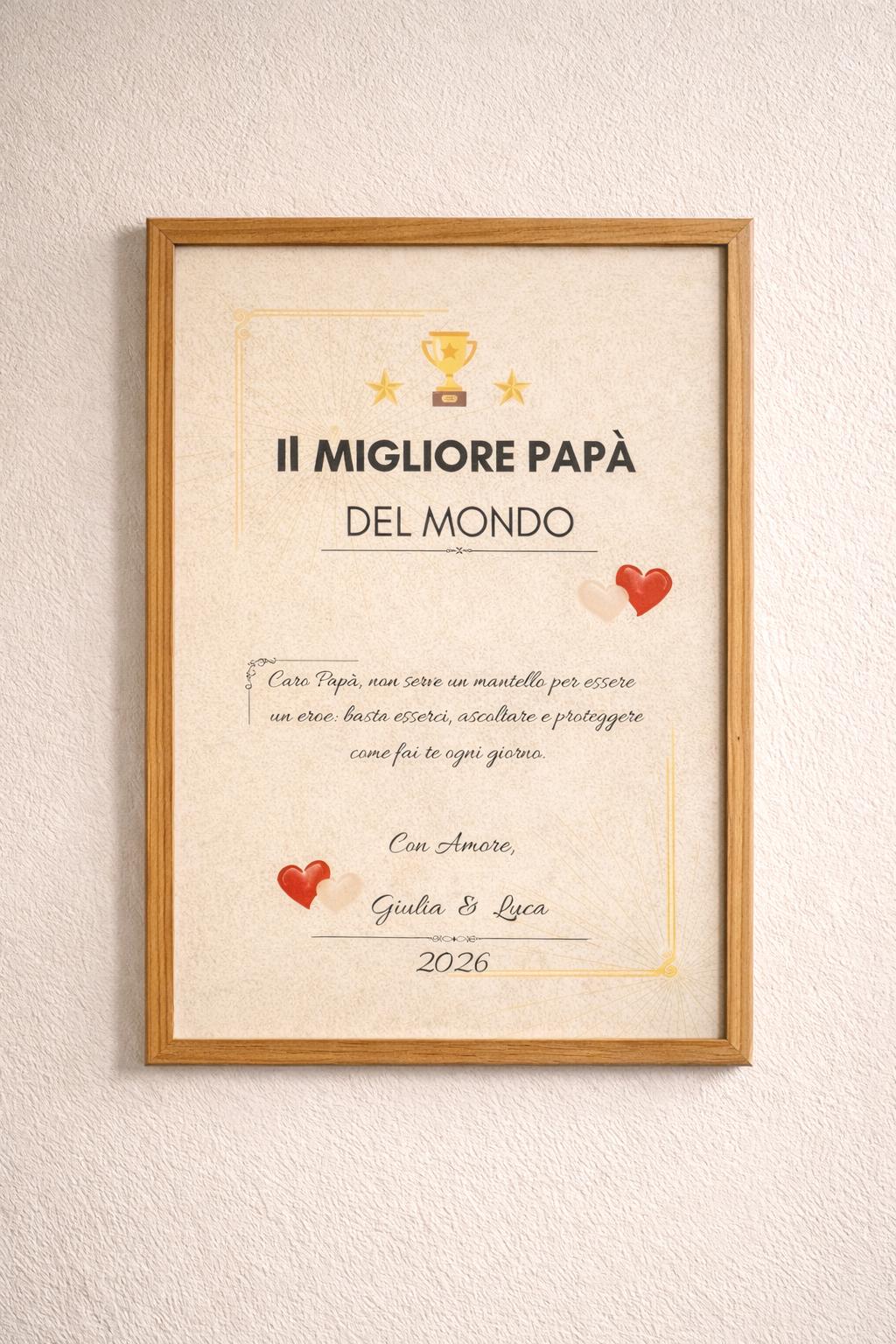 Targa Acrilica Con Cuore Per Papà – Regalo Da Figlio A Padre – Decorazione Da Scrivania Con Messaggio Toccante