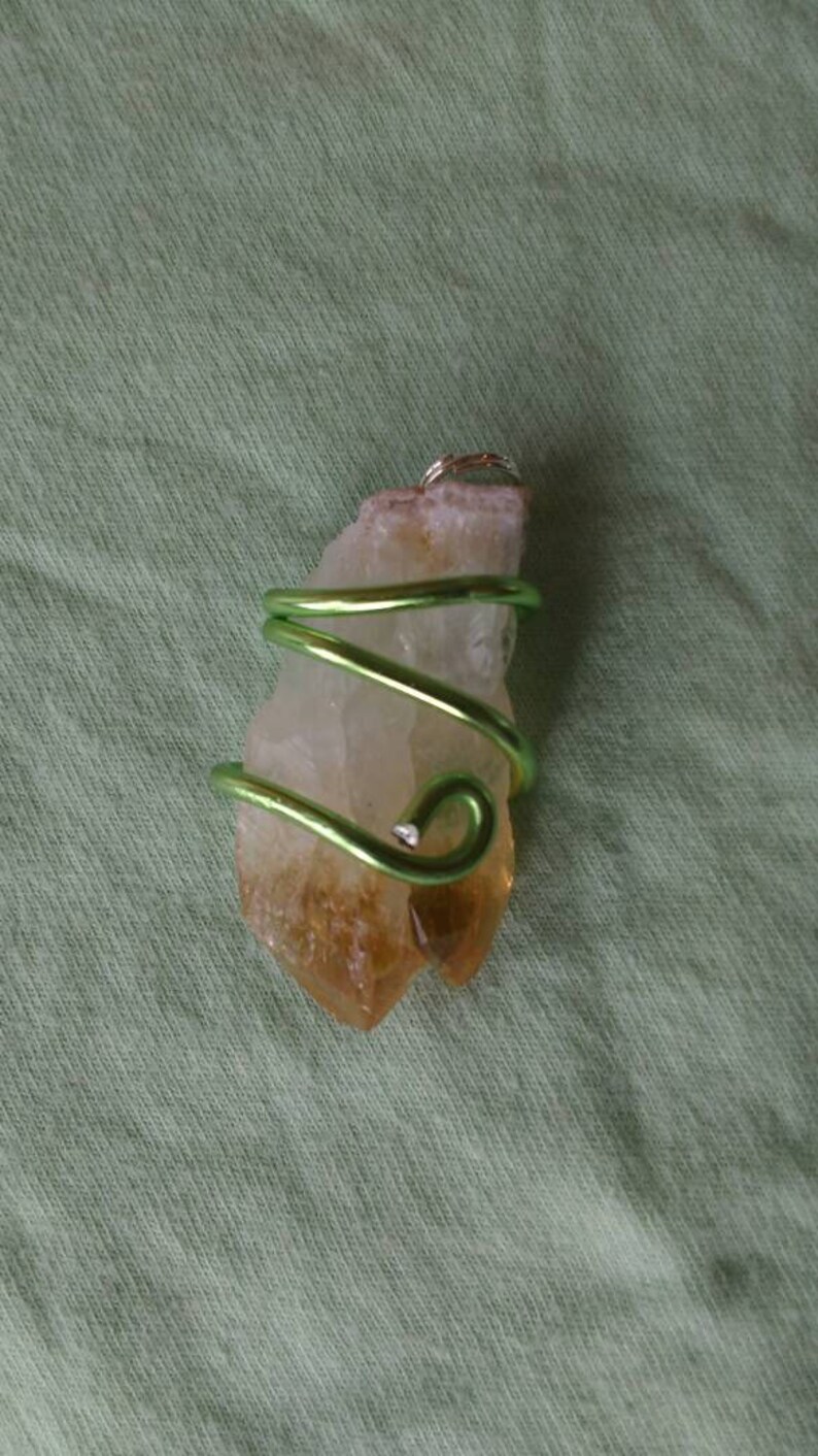 Wire wrapped citrine pendant