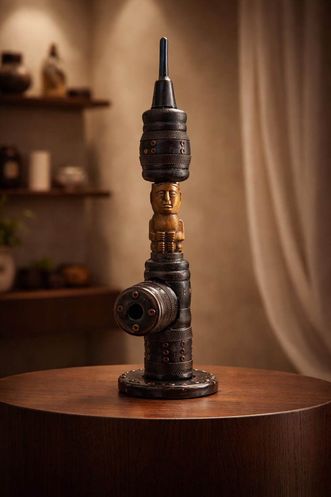African Ritual Wooden Object Hand Carved African Totem Sculpture, Wooden Ritual Object, Ethnographic ...