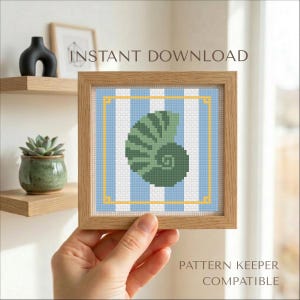 Mini Seashell Cross Stitch Pattern PDF, Ocean Animal Embroidery Chart, Beginner Sea Shell Needlepoint Pattern, Beach House Decor DIY,