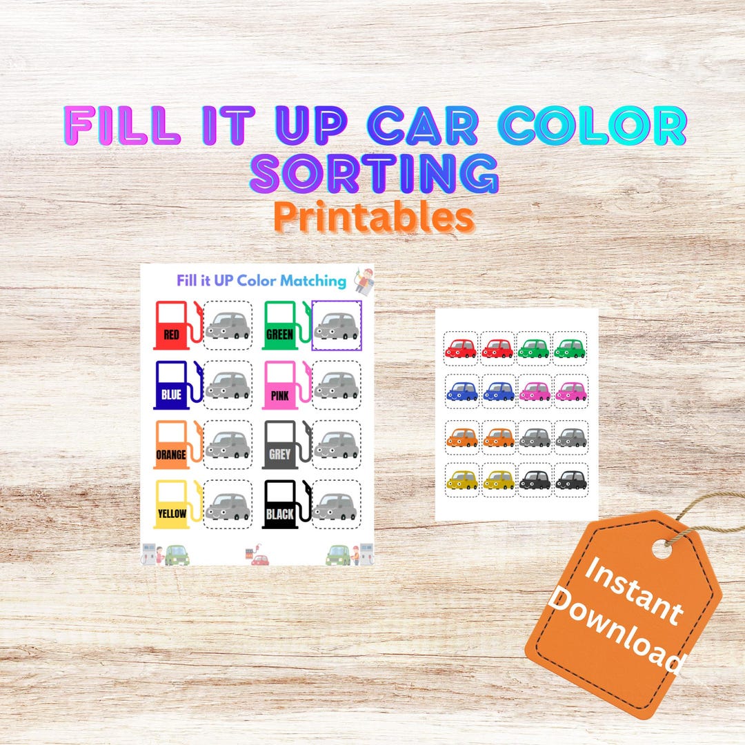 Car Color Matching Activity: Fill It up Game (printable) - Etsy