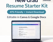 New Grad Resume Template Kit | ATS-Friendly, Canva, Google Docs (Digital Download)