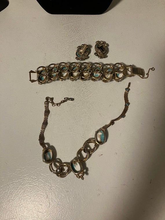 Vintage Denbe Necklace Bracelet Clip on Earrings … - image 5