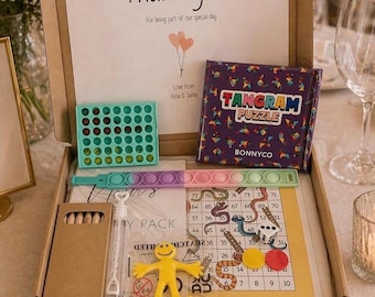 Personalised Wedding Activity Box for Kids | Pre Filled Wedding Favour | Children’s Wedding Pack | Wedding Activity Bag | Custom Name & Date